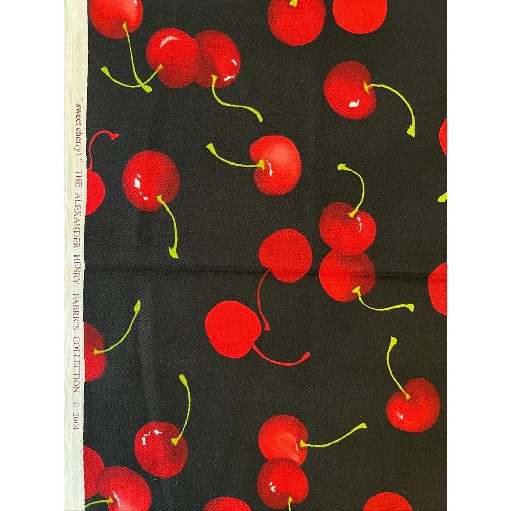 Fabric RARE Vintage Alexander Henry "Sweet Cherry!" Large Scale Cherries 32"x43"